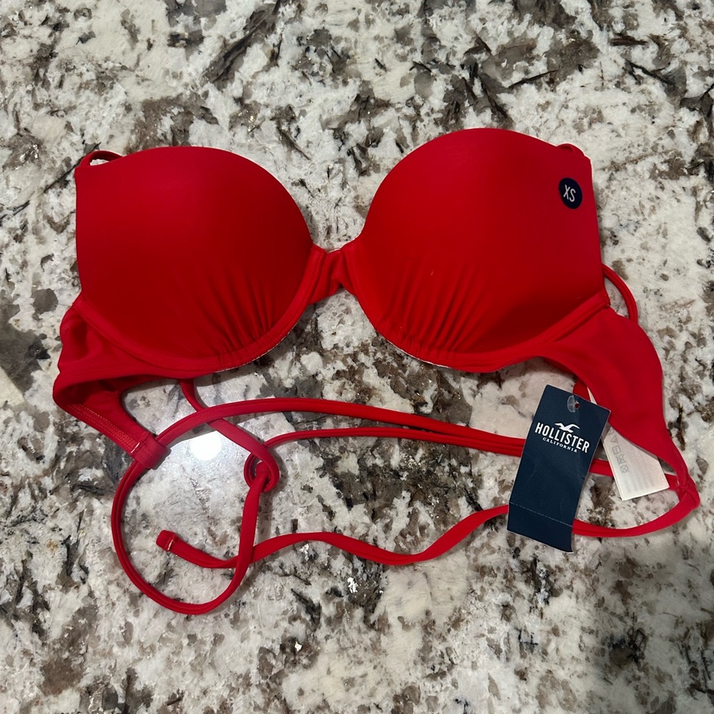 Hollister, red, push-up bikini top, XS